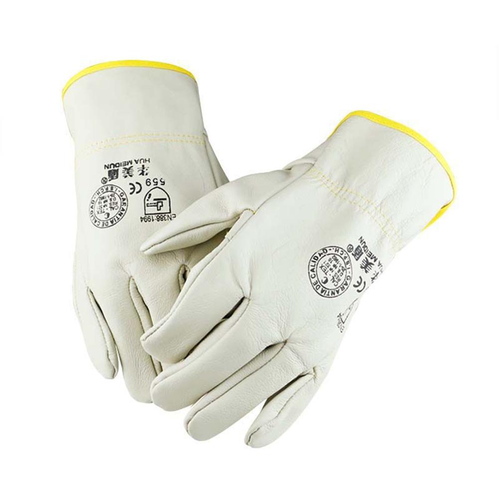 1Pair Cowhide Electric Welding Protective Gloves Wear-Resistant Anti-Scald Industrial Protective Gloves
