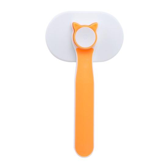 Pet Grooming Comb Self-Cleaning Dog Shedding Brush Angled Stainless Steel Teeth Massage Comb