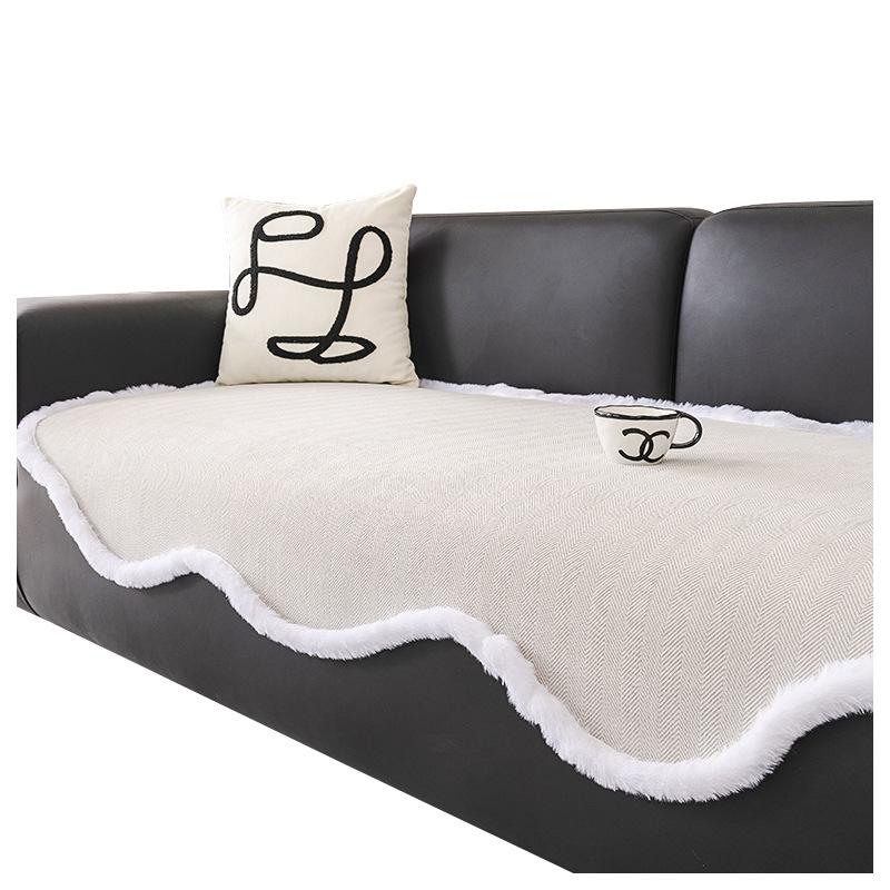 Chenille Herringbone Shaped Plush Sofa Cushion Autumn and Winter Thickening Sofa Cover Cushion
