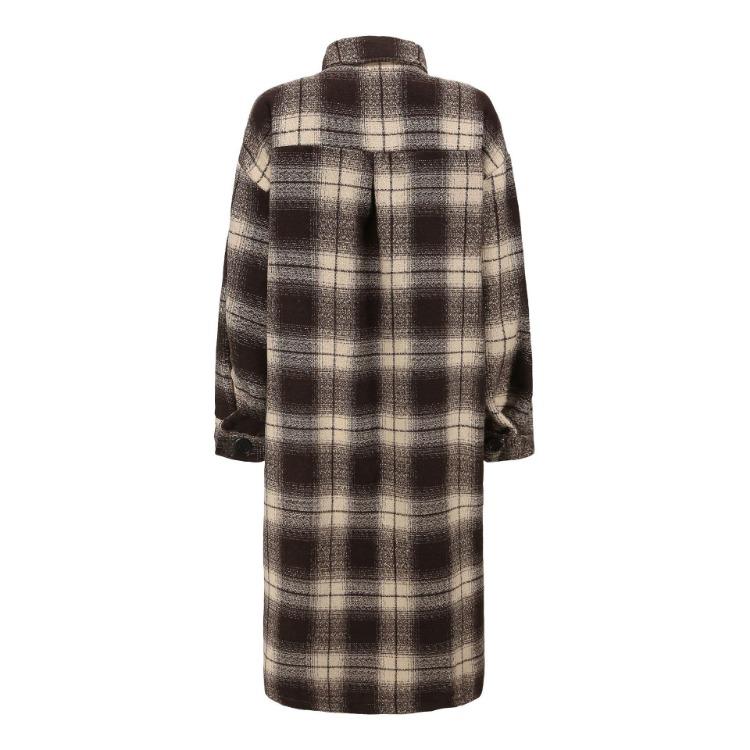 Extra Long Plaid Coat with Drop Sleeves and Pockets Ladies Casual Shirt Jacket
