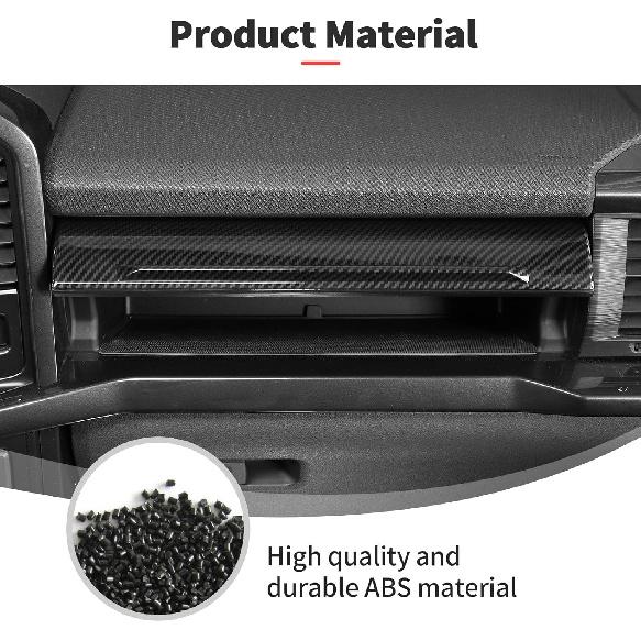 JWWY Passenger Side Console Storage Center Console Glove Panel Dashboard Cover Trim Fit for 2021-2024 Ford F150 Interior Accessories ABS Carbon Fiber