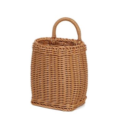 Hanging Vegetable Fruit Storage Baskets Plastic Hangable Design Rattan Hanging Basket Woven Portable Garden Plant Baskets