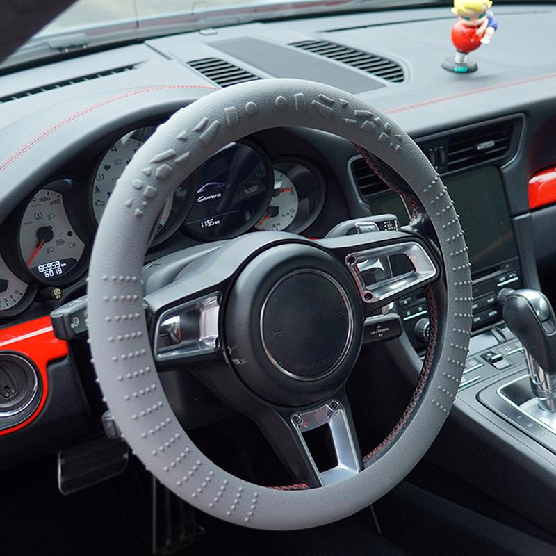 

Универсальный автомобильный нескользящий силиконовый чехол на руль эластичная текстура D-образные чехлы на руль аксессуары для украшения автомобиля серый