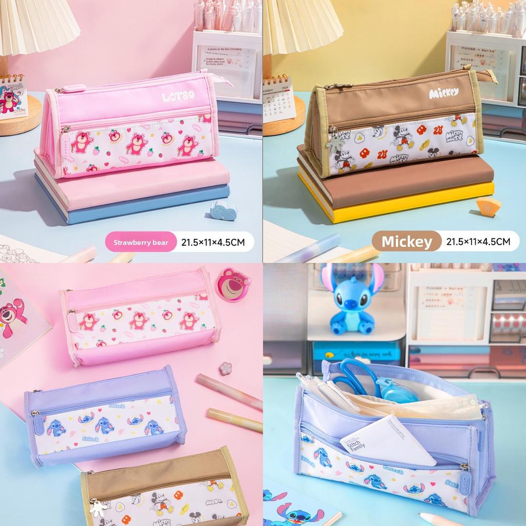 Series Lotso And Mickey Print Design Pencil Case Large Capacity Stationery Organizer For Students