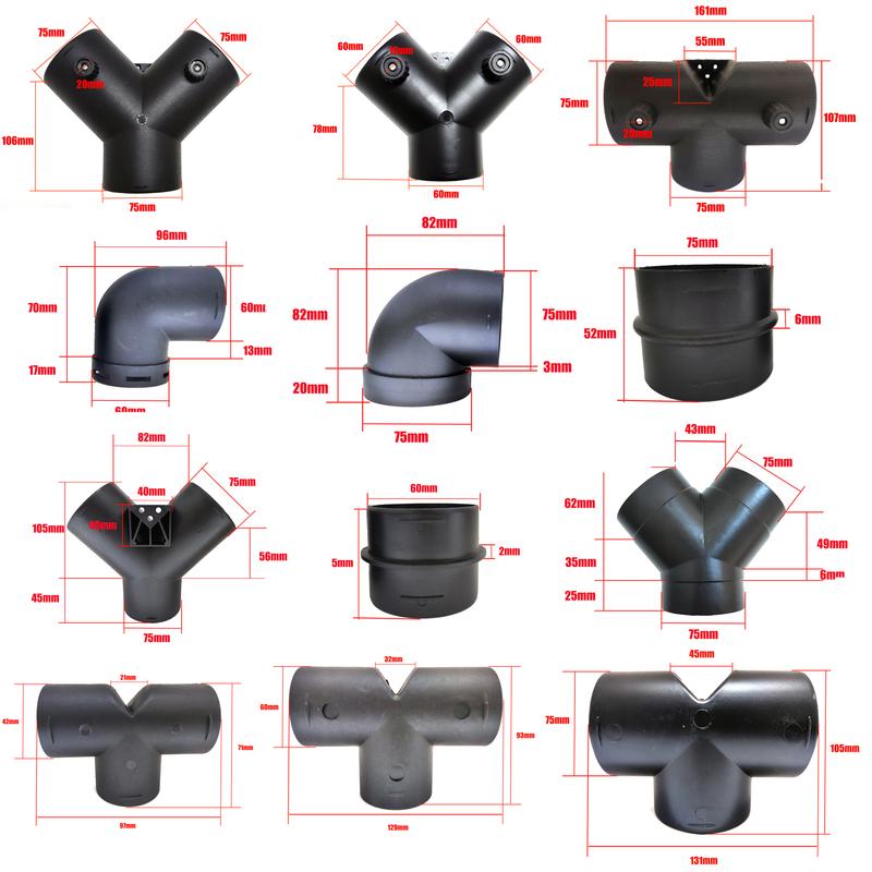 42mm/60mm/75mm Car Heater Air Vent Ducting Connector Closable Open Regulatin Y / T / L Branch For Webasto Diesel Parking Heater