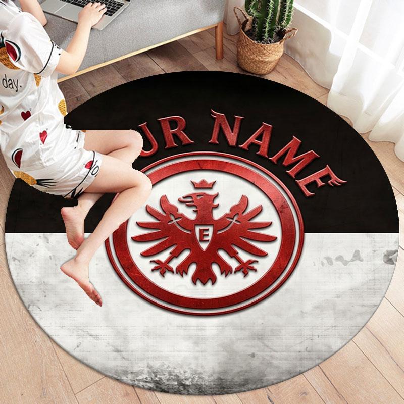 Eintracht Frankfurt Custom Name Round Area Rug,Carpet Rug for Living Room Bedroom Sofa Playroom Decor,Non-slip Floor Mat