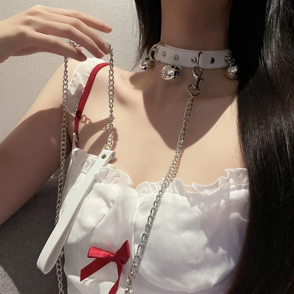 Premium Heart Bell Choker with Traction Rope, Black Gothic Clavicle Neck Collar Jewelry for Women Punk Daily Cosplay Outfit