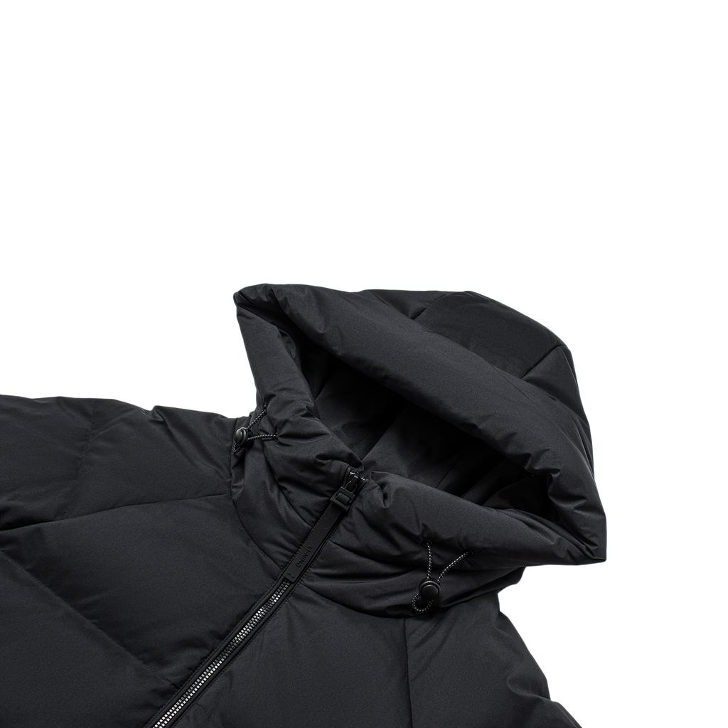 Li Ning Hooded Solid Color Raglan Winter Versatile Casual Short Down Jacket Women Outerwear Black AYMU700-3