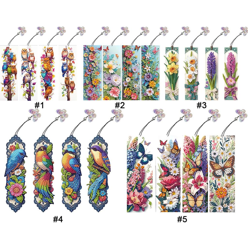 4Pcs Special Shape Owl 5D DIY Diamond Painting Bookmark DIY Bookmarks Diamond Painting Kits Diamond Painting Bookmark Making Kit