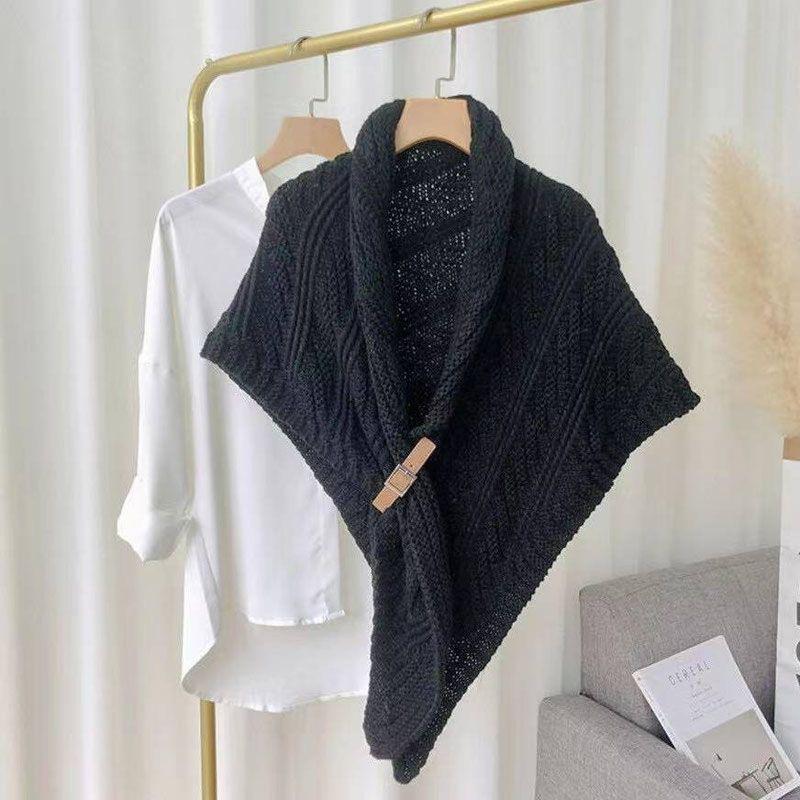 Schal Umhang Damen Herbst Umhang Internet-Berühmtheit Gestricktes Dreieckstuch mit Umhang Koreanischer Kleiner Schal Top Herbst und Winter