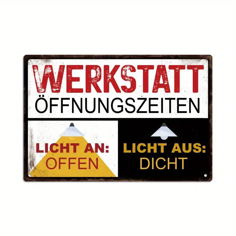 German Vintage Garage Tool Phrases Metal Sign,Retro Decorative Plaque, Home Wall ,Studio Room Man Cave Workshop Industrial Decor
