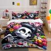 Whimsical Skeleton Amidst Blooms. Bedding Sets Duvet Covers Pillowcases(1* Duvet Cover 2* Pillowcases Without Duvet Insert)