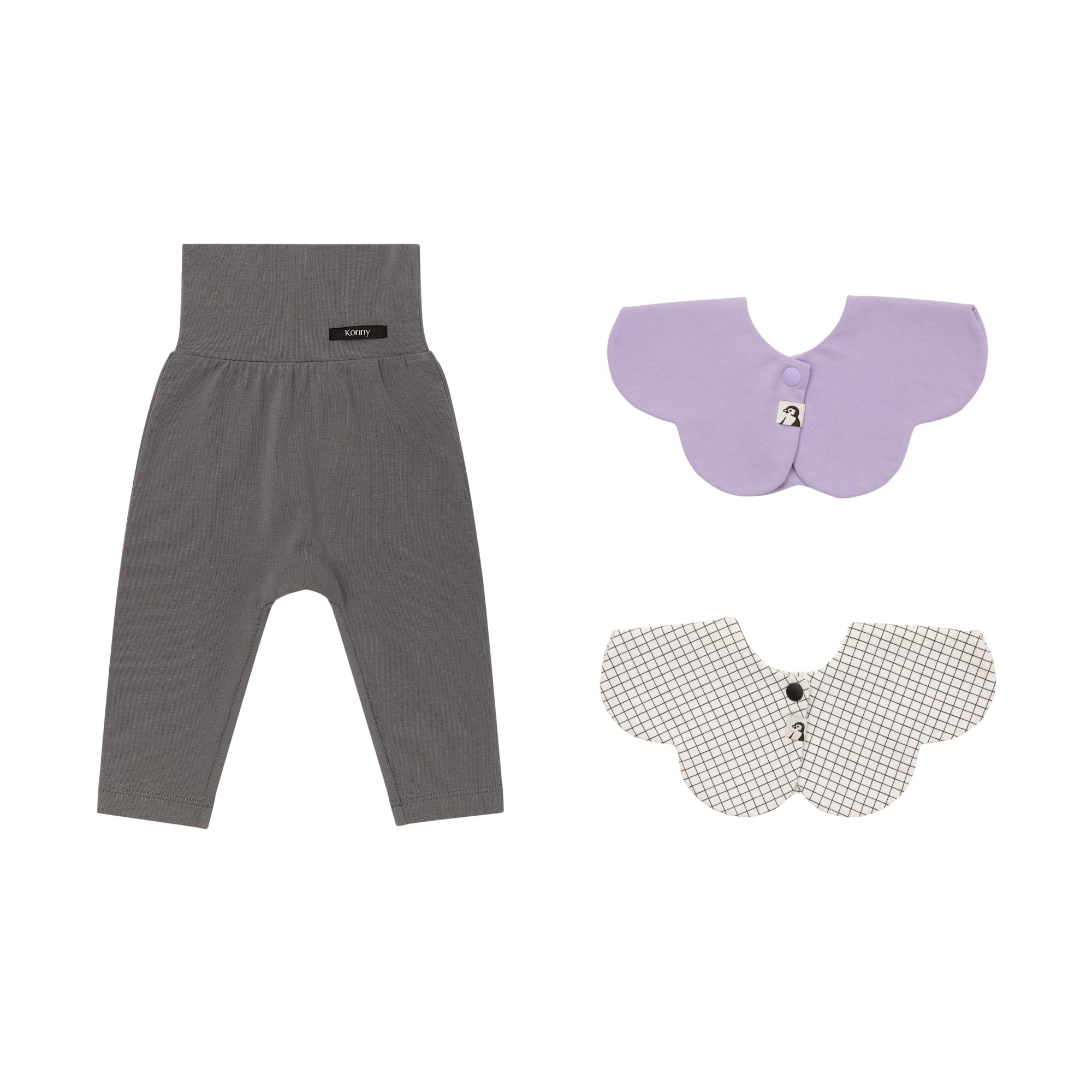 

Мягкие модальные леггинсы с высокой талией 1 шт. слюнявчик 2 шт. 24 мес. [Konny] + G-сет (Угольный, Лавандовый, Клетка)