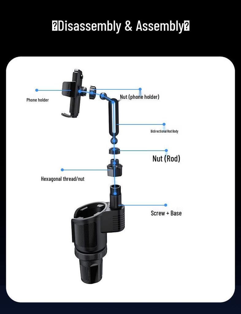 Multi-functional Car Cup and Phone Holder Console