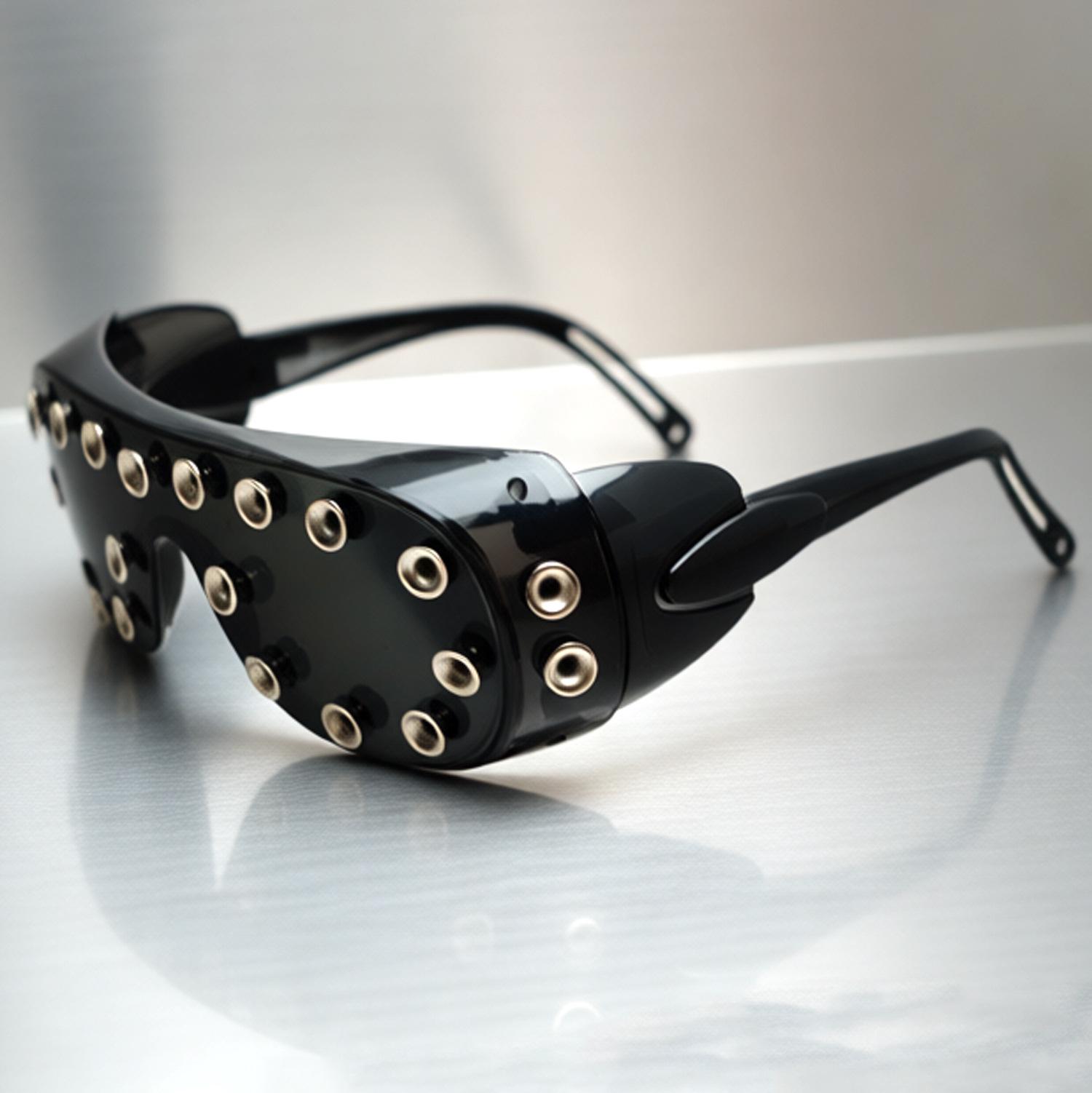 Trendy Cyberpunk Street-Style Sunglasses with Cross Rivet Details and Large Frames
