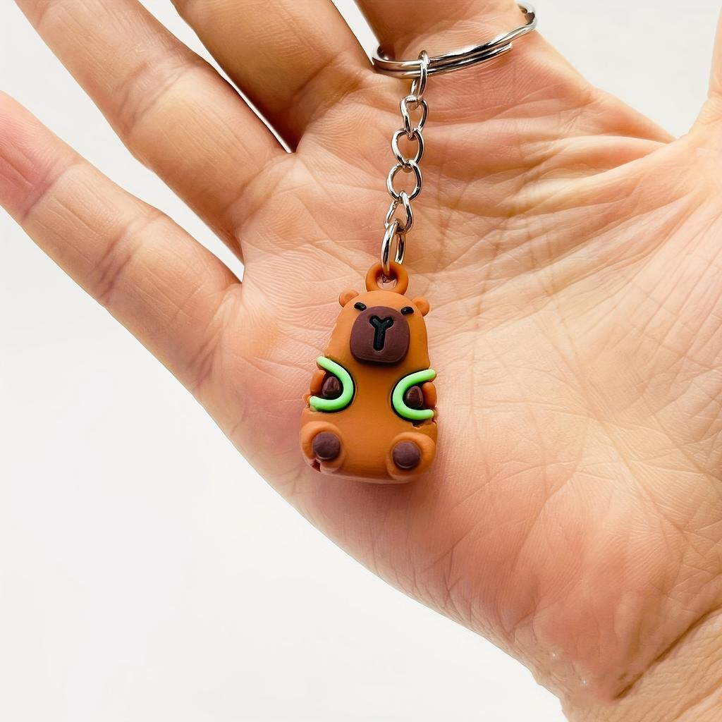 1PCS Cartoon Capybara Keychain Unisex Silicone Cute Animal Charm for Backpack, Car Pendant  Animal Theme Decorative Key Rings