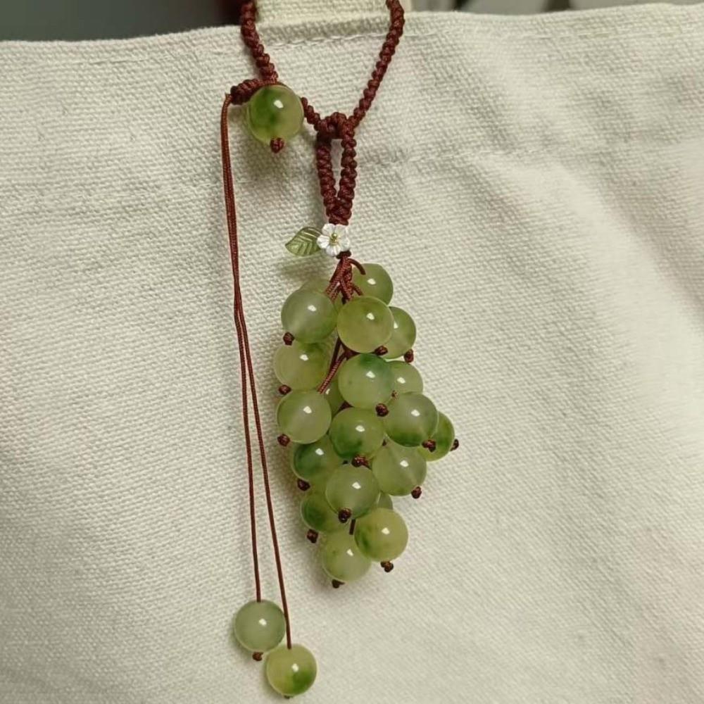Green Grape Cluster Pendant Zinc Zinc Alloy Gradient Beads Woven Pendant Crystal Grape Phone Chain  Girls