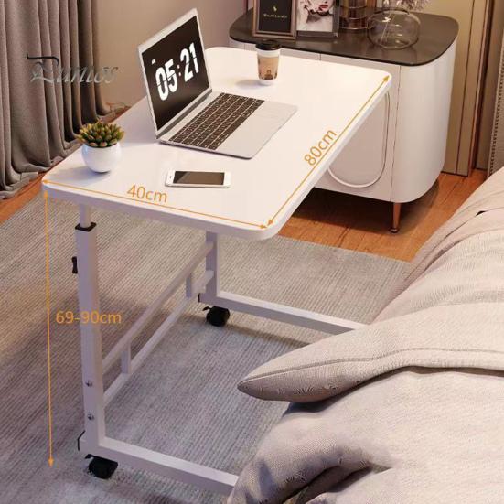 Height Adjustable Bedside Table with Wheels Portable Overbed TV Tray Table Movable Hospital Home Couch Side Standing Laptop Computer Desk