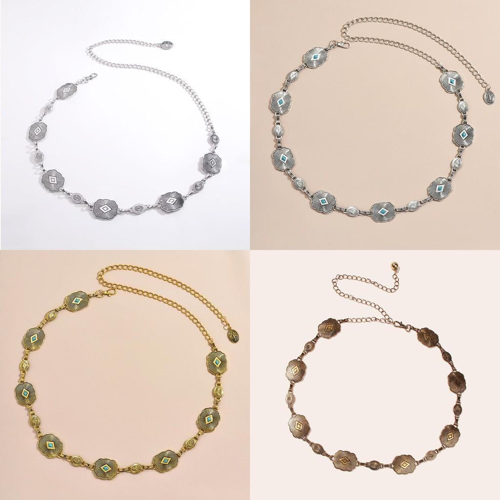 Elegant Alloy Waist Chain With Oval Elements For Streetwear And Casual Outfits