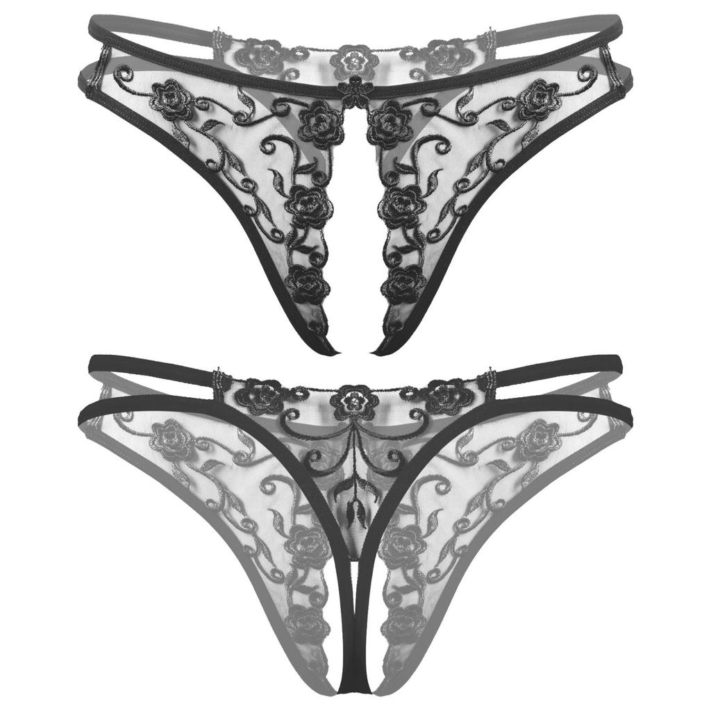 Sexy Lace Muži Sissy Kalhotky Gay Bikiny G-String Crotchless Kalhotky Tanga Spodní prádlo