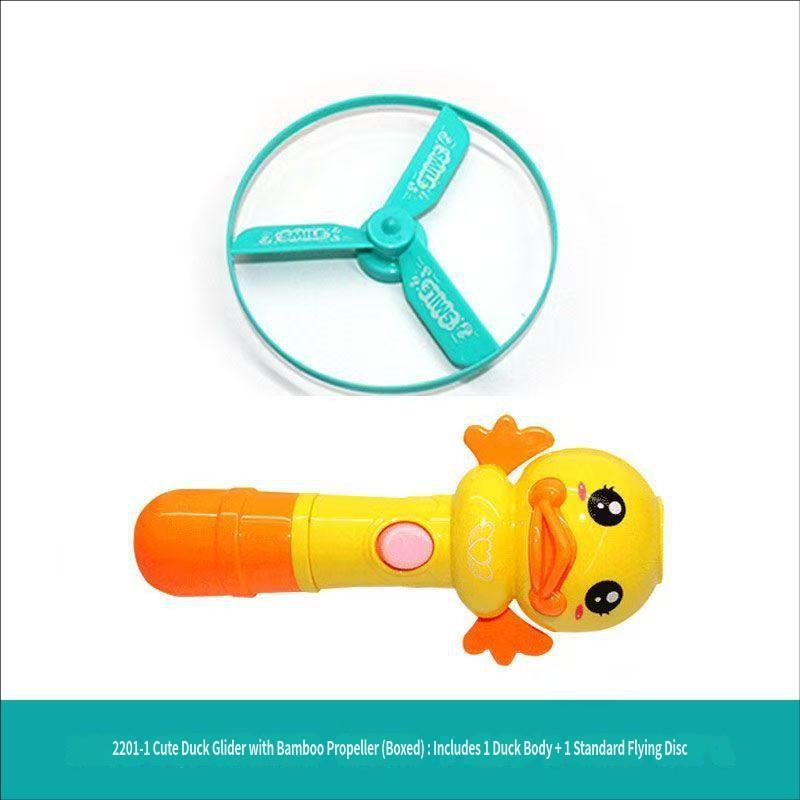 

Cute Duck Bamboo Dragonfly Outdoor Interactive Sports Flying Disc Plaything Luminous Ufo Gyro Ejection Toys Air Vehicle For Kids Present