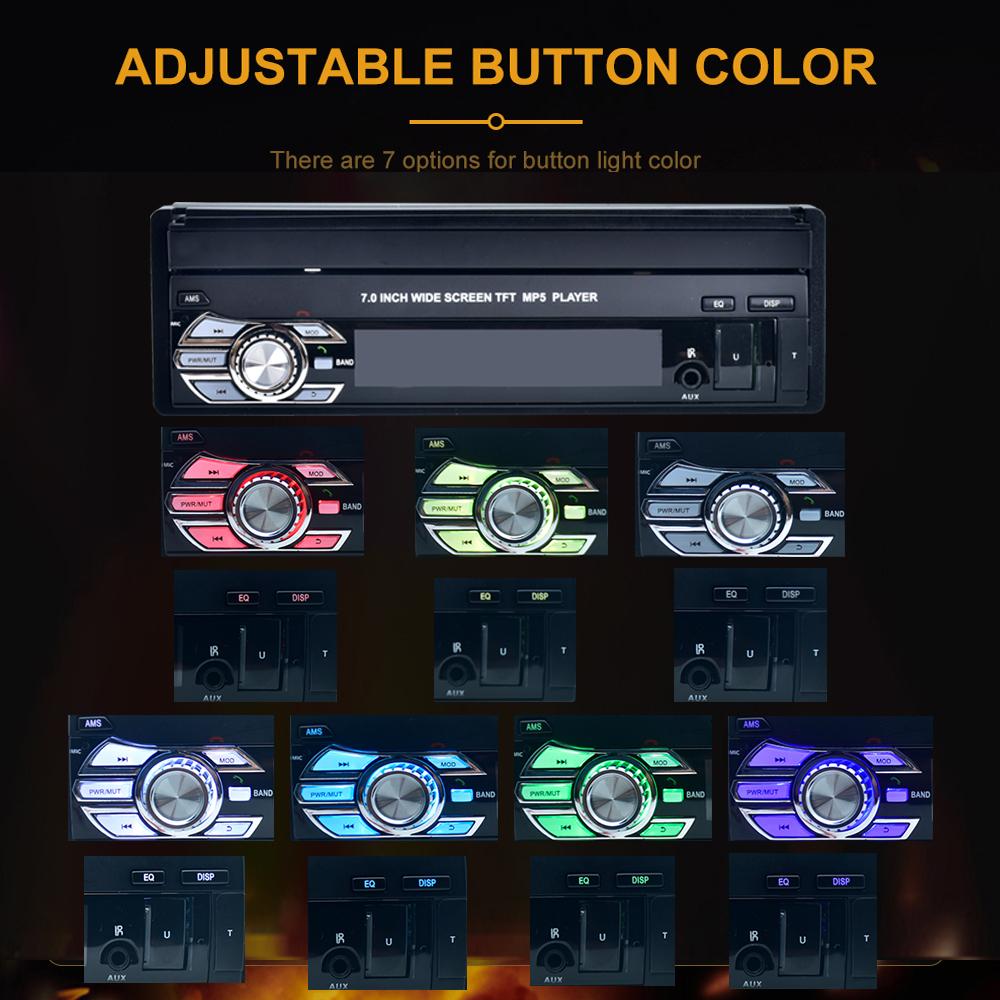 Reakosound Autoradio 1 Din 7'' Touch Screen Lettore multimediale universale per auto con ricevitore radio FM Bluetooth Supporto USB e telecamera posteriore