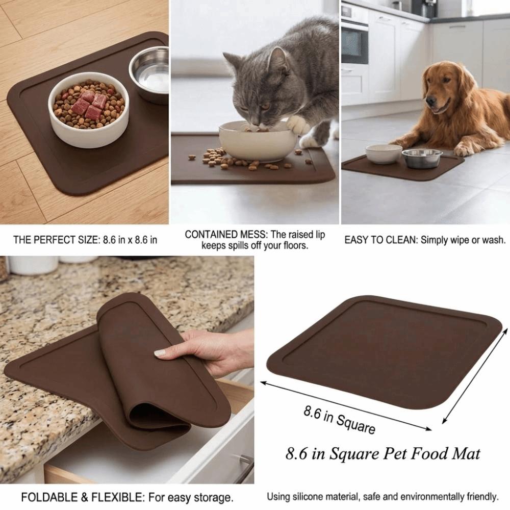 Tilt Proof Structure Pet Bowl Mat All-Weather Adaptable Non Slip Food Mat Indoor Floor Use