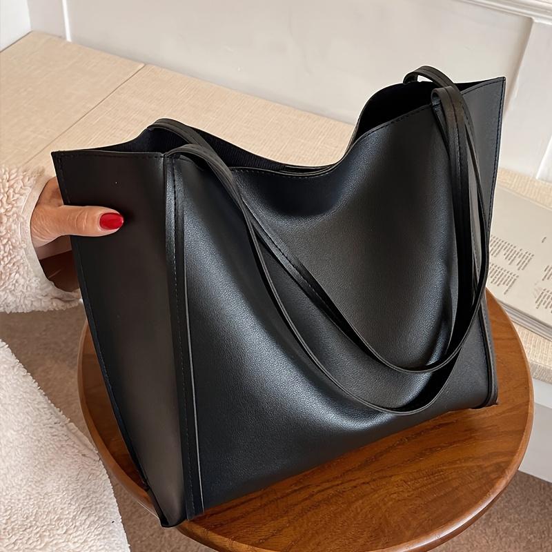 Stylish Black Tote Bag Large Capacity, Lightweight Vintage Shoulder Handbag for Work, Casual Outings Perfect Gift for Women, Daily Shoulder Bag