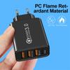 Type C USB  Charger 4 Ports 3.0 PD Cell Mobile Phone Power  Adapter For iPhone Samsung Xiaomi Black