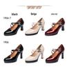 Qipao Women's Chunky Heel Leather Platform Shoes