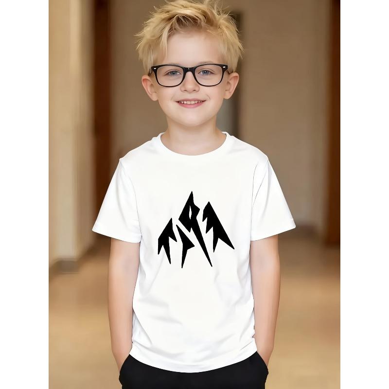 European Sizes Boys' Short Sleeve T-Shirt with Fun Durable Print - Lightweight Breathable Summer Casual Round Neck Tee