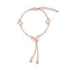 Korean Butterfly Tassel Anklet with Rhinestones, Rose Gold Mori Style