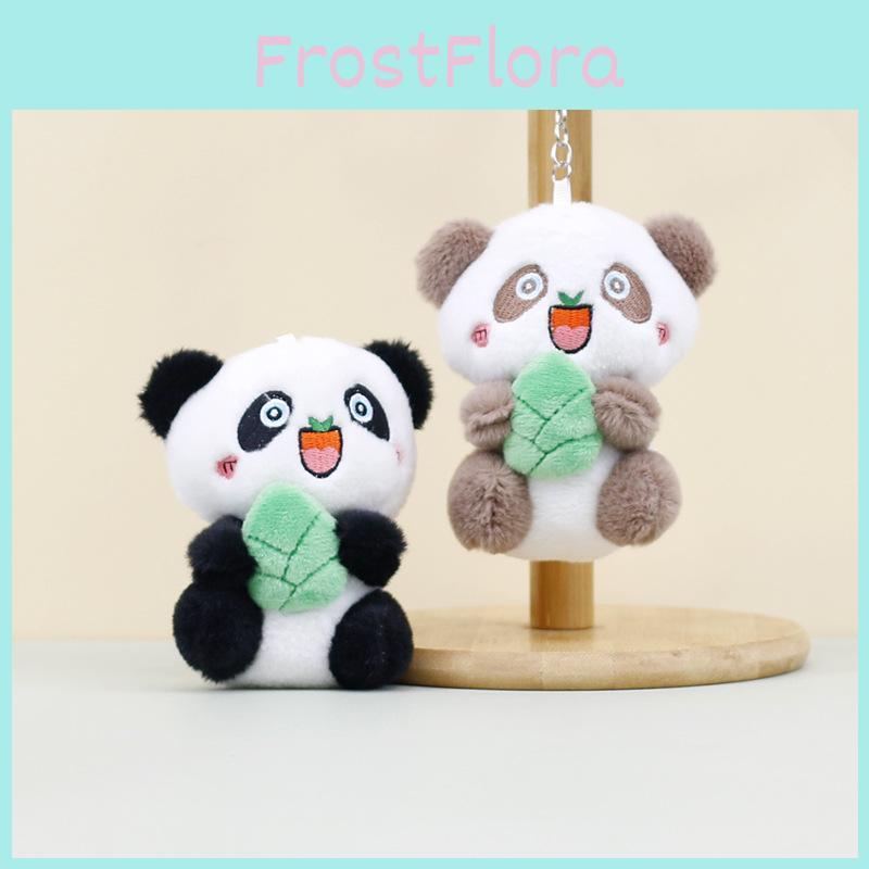 Cute Panda Stuffed Animal Keychain Soft Pp Cotton Plush 12 Cm Black Brown