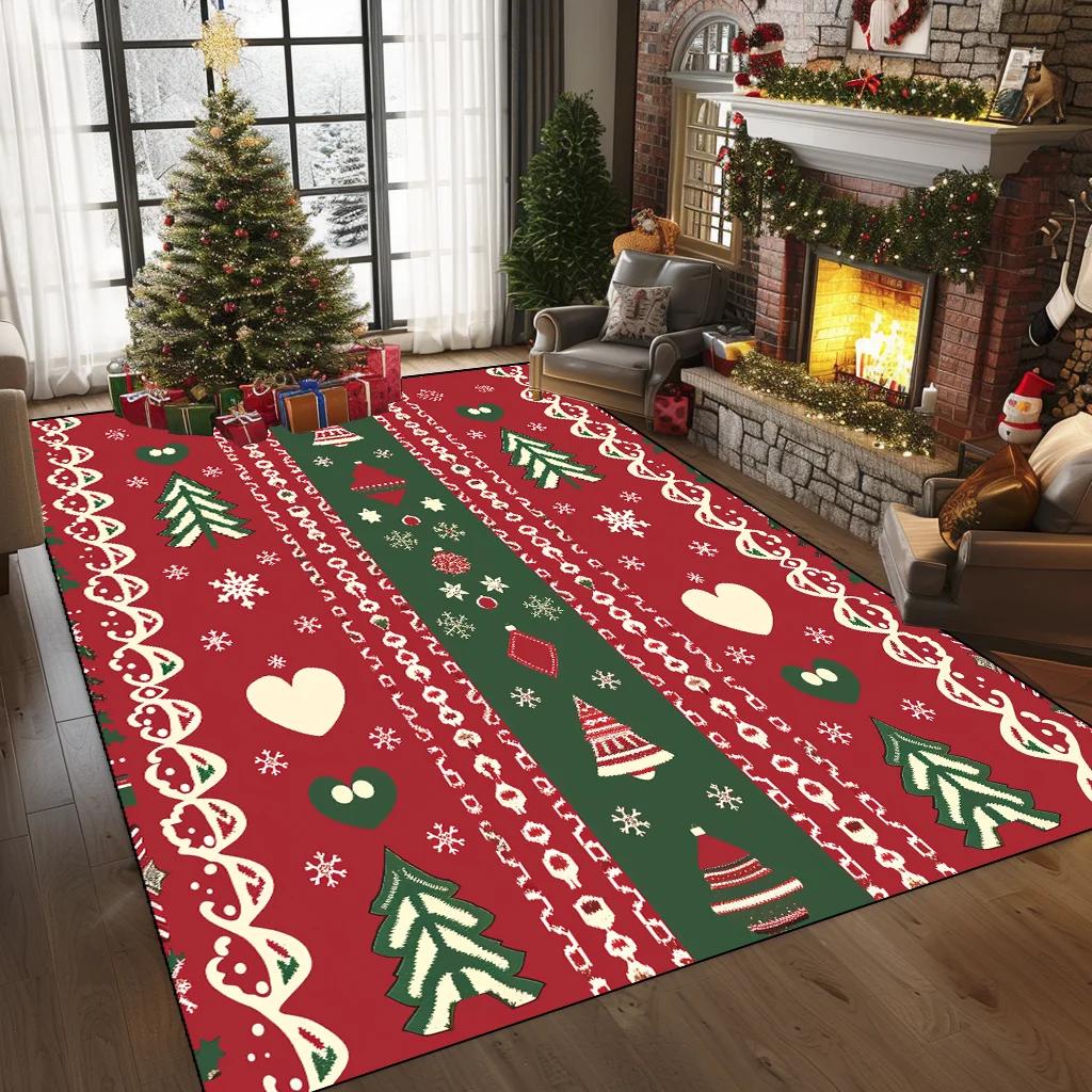 Weihnachtsteppich im amerikanischen Stil für Wohnzimmerdekoration Sofa Couchtisch Bereichsteppiche für Schlafzimmer Großer Bereich Bodenmatte Waschbar