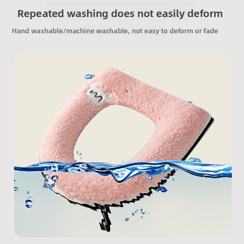 Winter Thickened Double Toilet Seat Cushion Set  Bathroom Pad with Handle Toilet Seat Cover Zipper Soft Universal Home Use