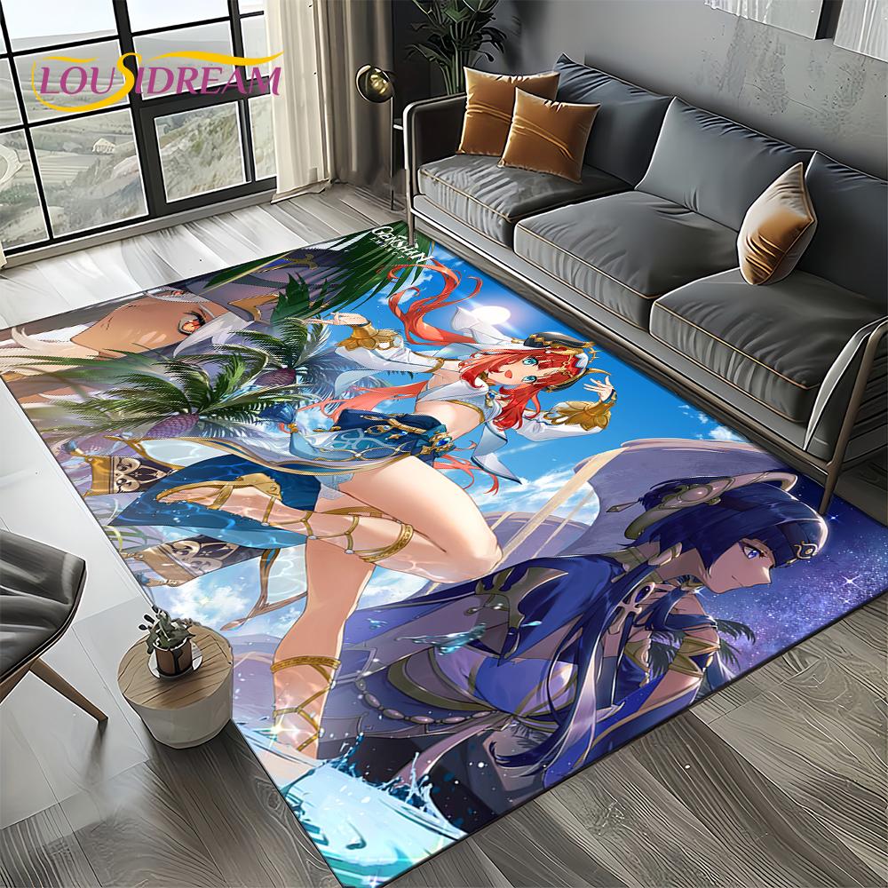 2025 New Cartoon Genshin Impact Character Solo Game Carpet Rug for Living Room Bedroom Home Sofa Decoration,Non-slip Floor Mat