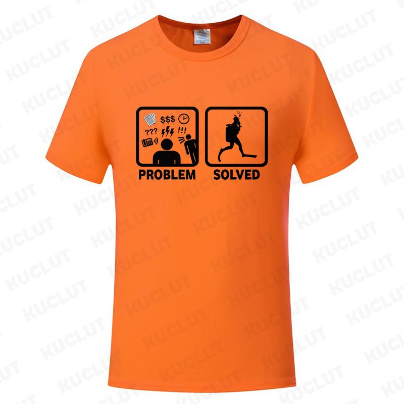 Scuba Diving Tshirt Problem Solved Funny Gift Shirt Men TShirts Breathable Tee Clothes Summer Streetwear Tee Tops Short Sleeve S