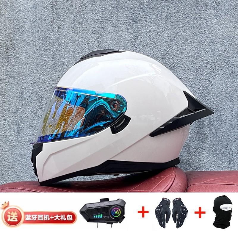 Full Face Motorcycle Helmet With External Bluetooth Module Men Women Large Rear Wing Sport Style DOT Approved