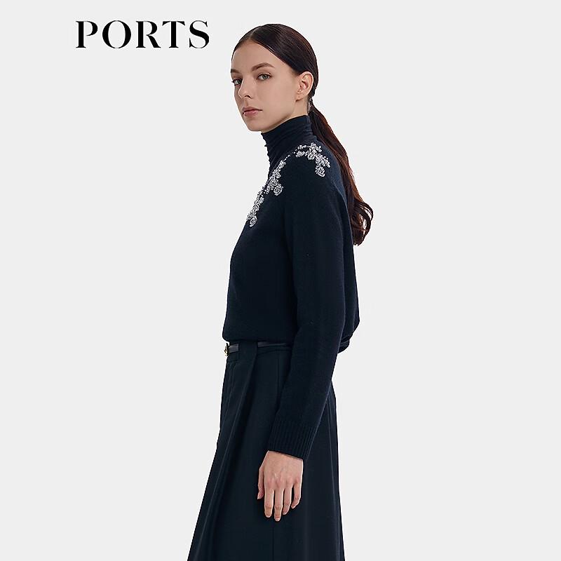 PORTS Women's V-Neck Hollow-out Knit Sweater