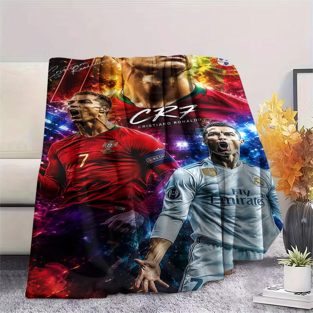 1PC CR7 Patterned Flannel Blanket Suitable For All Seasons for Home Decor Warmth and Comfort Gifts Holiday Present