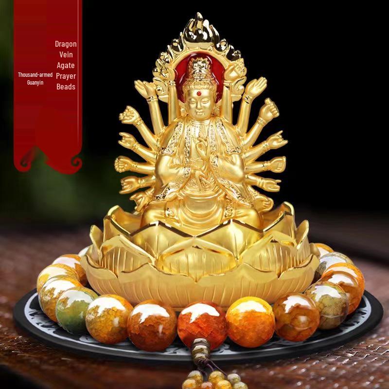 Alloy Double-Sided Thousand-Hand Guanyin Dashboard Ornament with Perfume Base