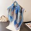 65*65cm Fashion Luxury Women Silk Scarf Square Flowers Print Hair Scarf Breathable All-Match Handkerchief Scarf