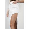 Women's Blue Denim Color Long Denim Skirt With Deep Slit Detail On The Side
