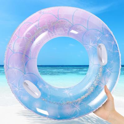 Swim Ring, Inflatable Ring, for Adults and Children, for Water Play, Sparkly, Summer Vacation, Air Pump Included, Swimming, Starry Sky Pattern