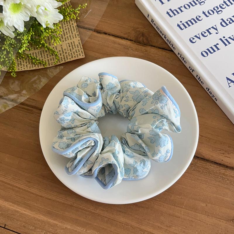 Stoff blau kariert floral Haarband süßes Mädchen Herz vielseitig Dickdarm-Haarband modisch klein frisch Haarschmuck Frauen