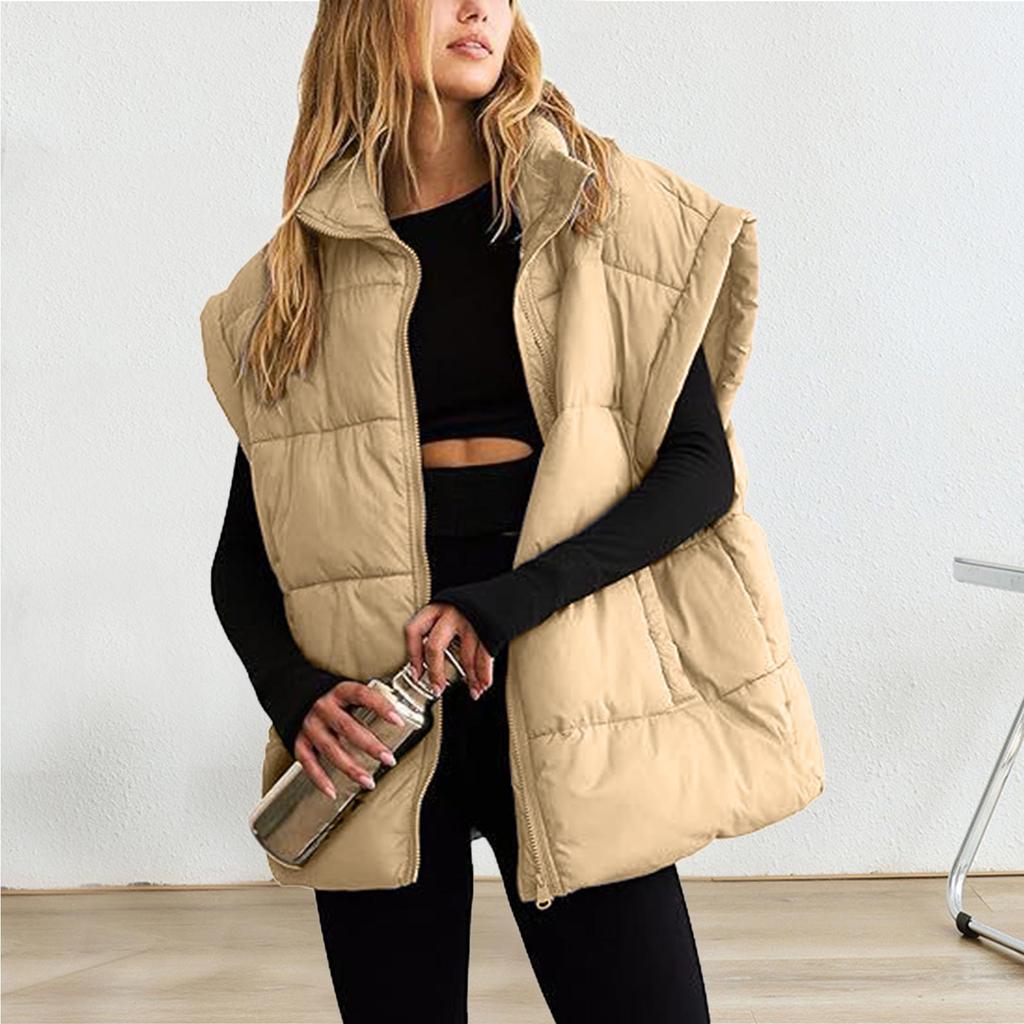 Winter Damen Wattierte Weste Reißverschluss Verdicken Warme Jacke Herbst Winter Lässige Baumwolle Daunenwesten Reißverschluss Puffer Jacken Weste