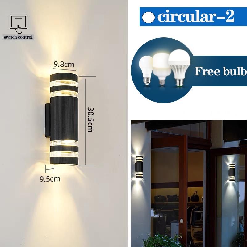 LED Outdoor Wall Light IP65 Waterproof E27 Replaceable Bulb 3 Color Wall Lamp Indoor For Garden Gate Balcony Living Room Bedroom