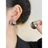 Fashion Niche Design Retro Golden, Round Ball Earrings Fall and Winter Normcore Classy Frosty Style Stud Earrings Earrings