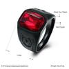 Personalized Fashion Redstone Crystal Black Finger Ring Men Women Vintage Gothic Punk Wedding Band Creative Trend Party Zircon