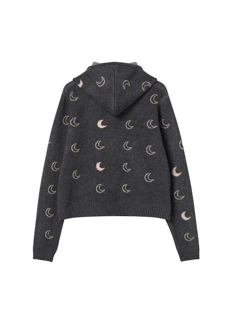 NYXX Moon Knitted Zip-Up Hoodie Charcoal